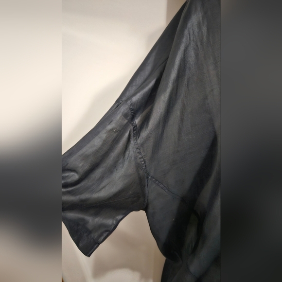 HELMUT LANG Sheer Over Sized 3/4 Bat Wing Sleeves Button Down Shirt. Black. Med - Picture 9 of 14